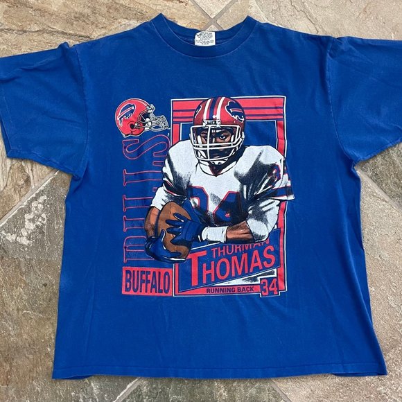 Vintage Buffalo Bills Thurman Thomas 34 shirt sweater RETRO TEE - Picture 1 of 2